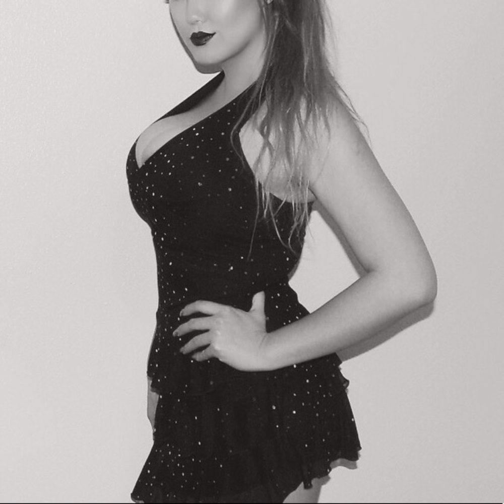 Black and gold sequined dress